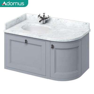 Adornus traditional curved baroque hand carved round solid wood bath bathroom vanity cabinet