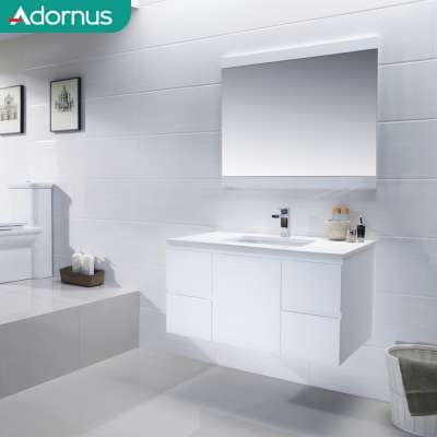 Adornus pvc double basin wall hung modern commercial sink marble waterproof bathroom vanity units with marble top