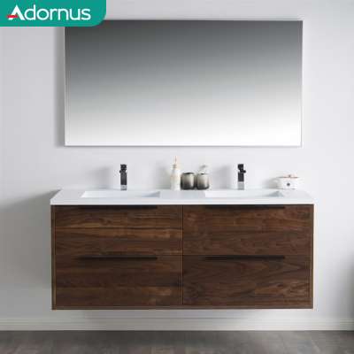 Adornus italian luxury pvc marble led mirror hotel modern furniture bathroom vanity cabinet