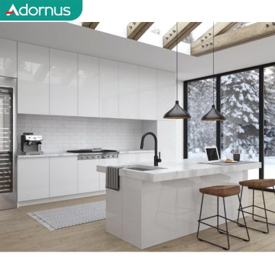 Adornus Luxury Shaker Laminate Kitchen Cabinets White with Wholesale Price